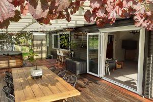 Installation of new double glazed aluminium bi-fold window and door joinery to deck .